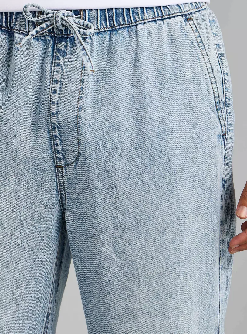 Relaxed Fit Jeans with Drawstring Closure-3