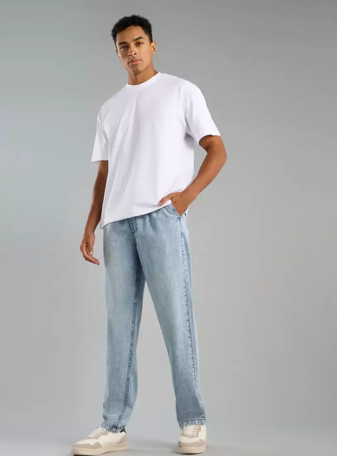 Relaxed Fit Jeans with Drawstring Closure-4