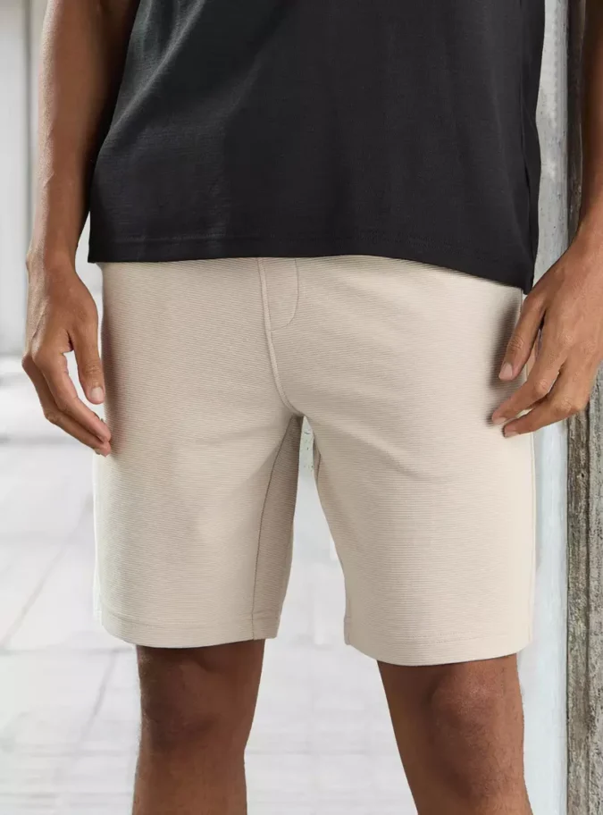 Ribbed Shorts with Drawstring Closure-1