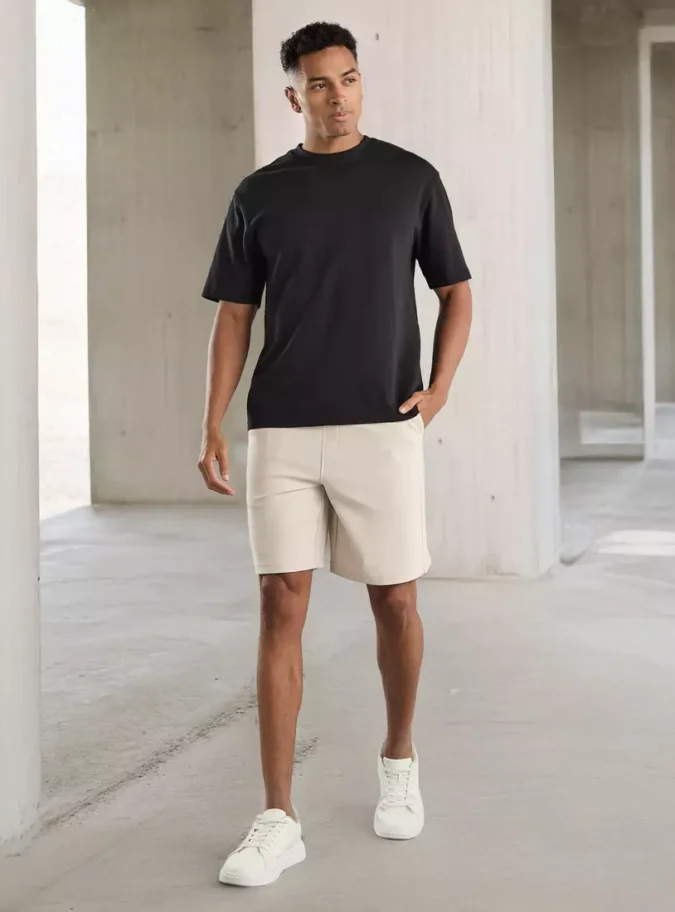 Ribbed Shorts with Drawstring Closure-4