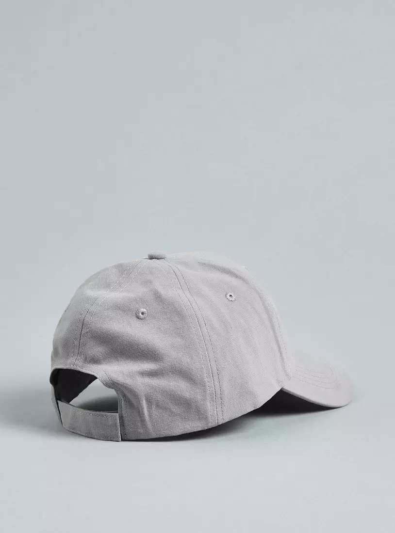 Slogan Applique Cap with Hook and Loop Strap Closure-2