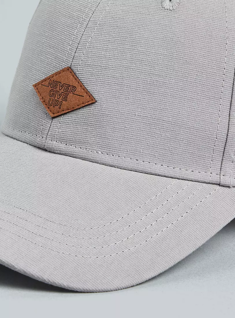 Slogan Applique Cap with Hook and Loop Strap Closure-3