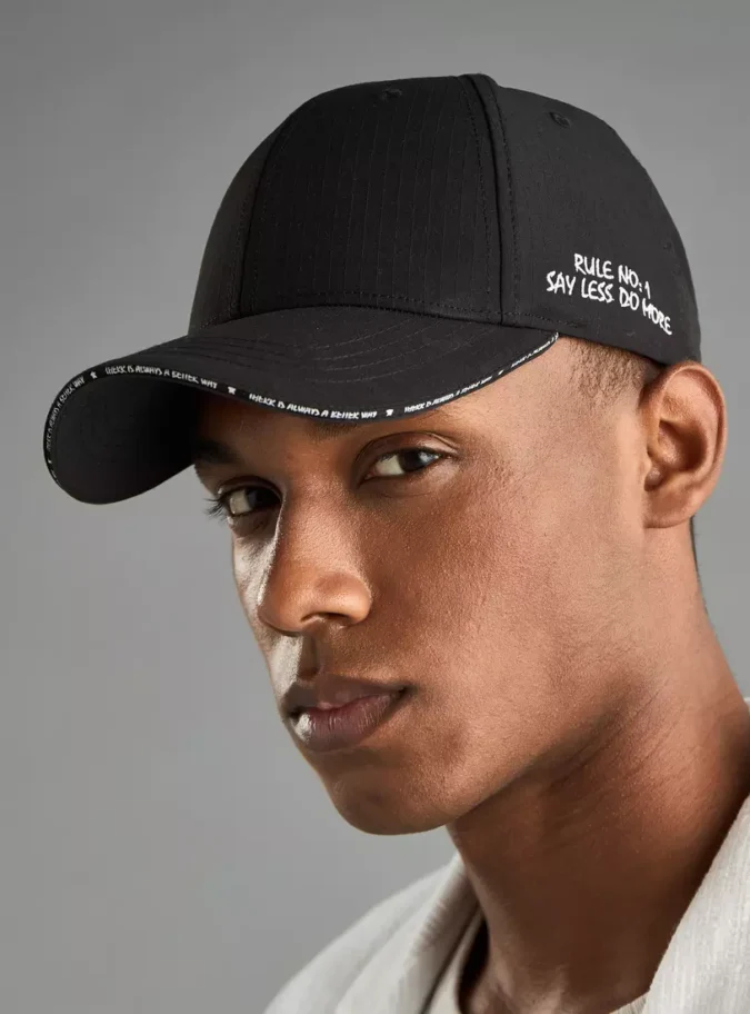 Slogan Embroidered Cap with Hook and Loop Strap Closure-1