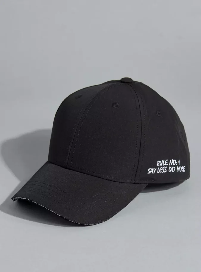 Slogan Embroidered Cap with Hook and Loop Strap Closure-2