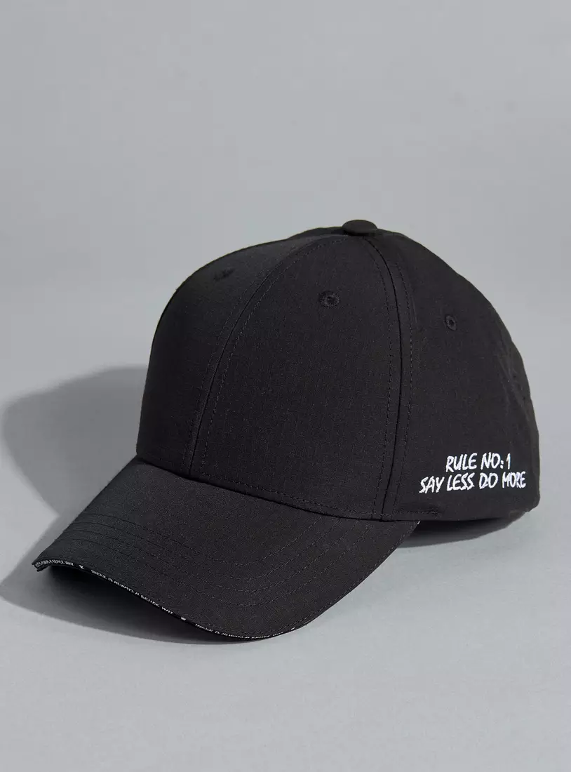 Slogan Embroidered Cap with Hook and Loop Strap Closure-2