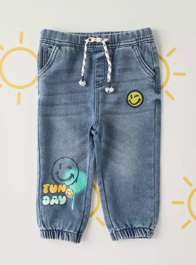 Smile Print Jogger Jeans-1