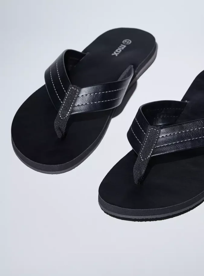 Stitch Detail Slide Sandals-2