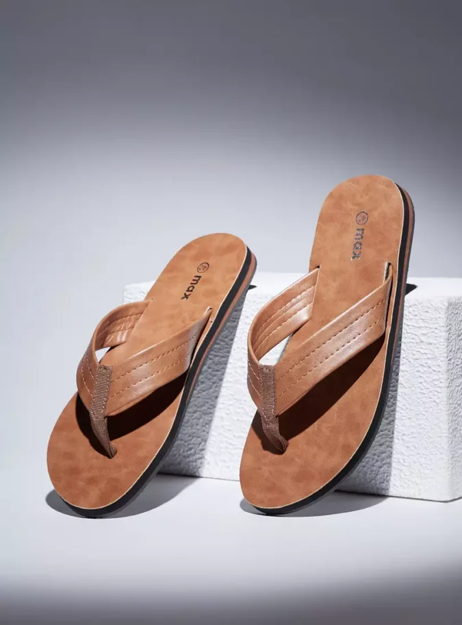 Stitch Detail Slide Sandals-3