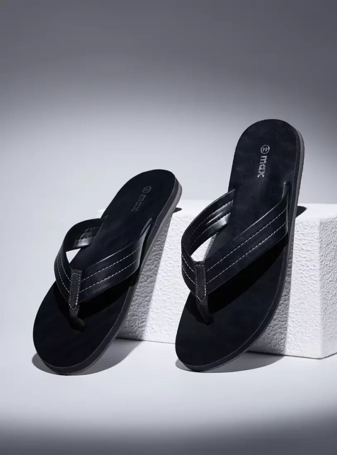 Stitch Detail Slide Sandals-3