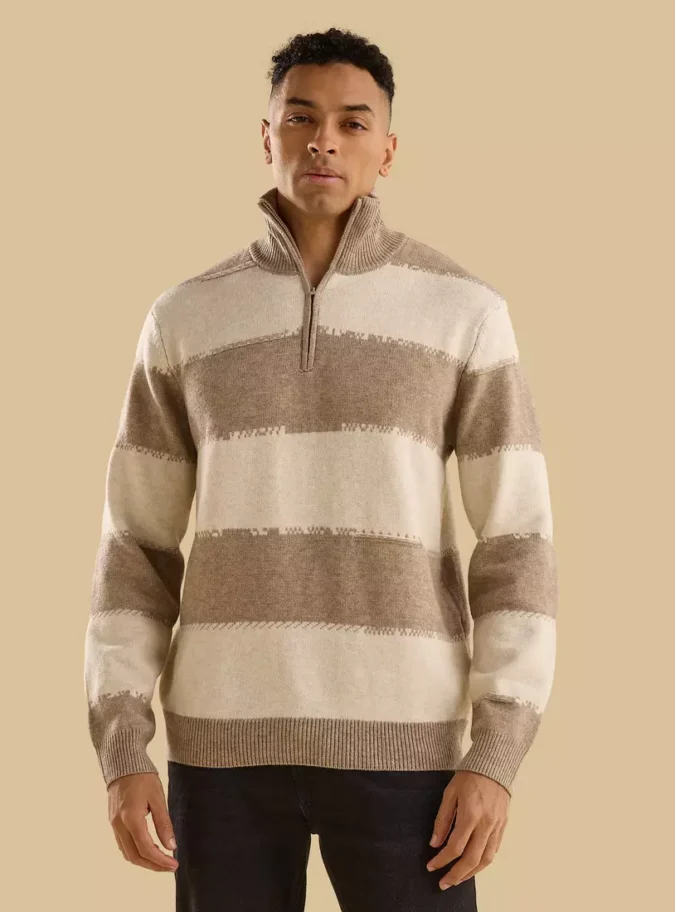 Striped High Neck Sweater-1