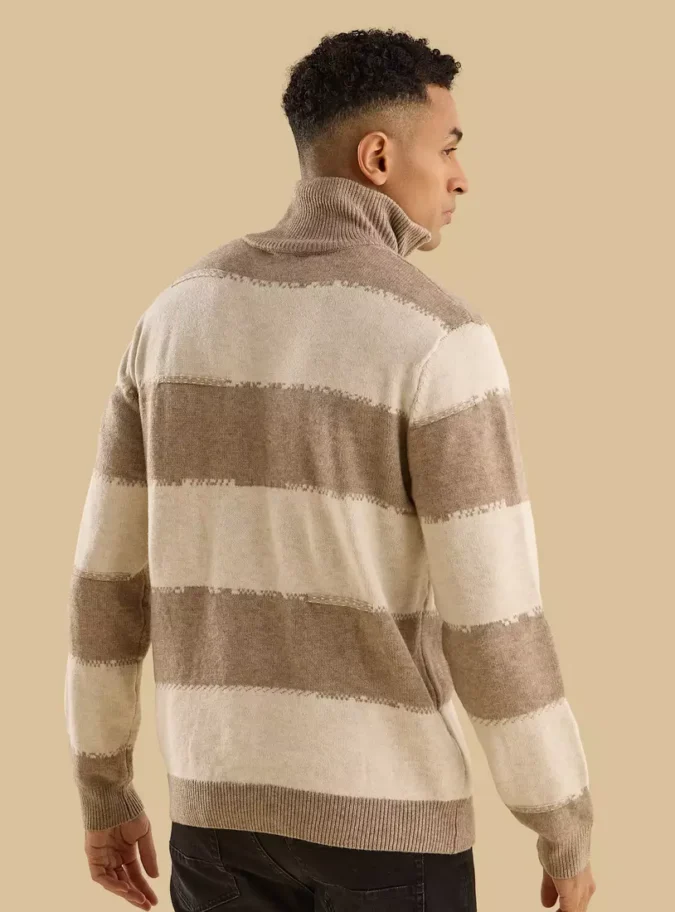 Striped High Neck Sweater-2