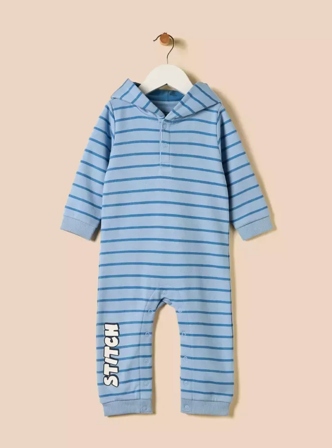 Striped Hooded Cotton Romper-2
