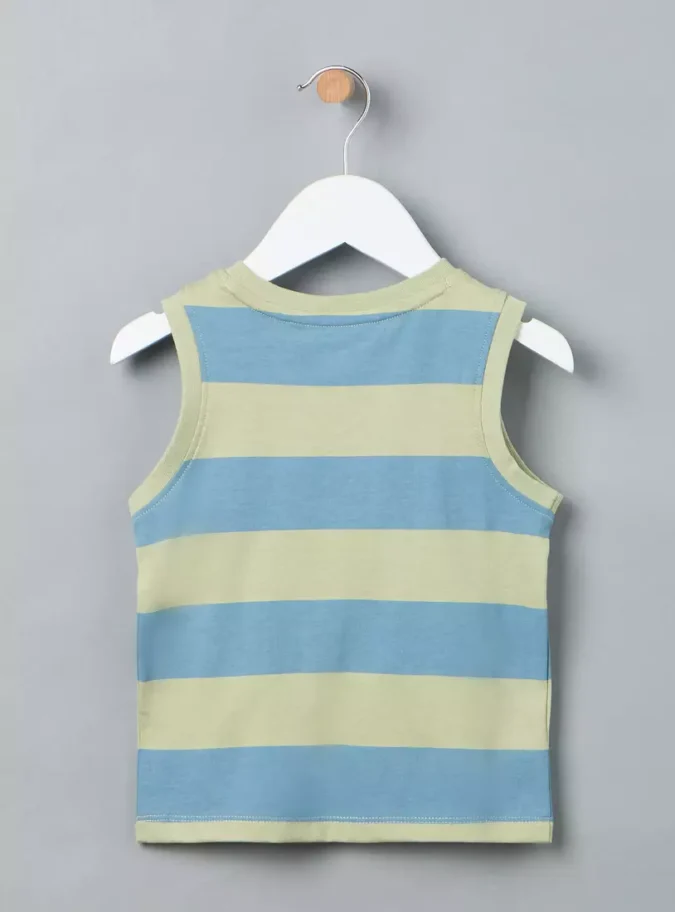 Striped Sleeveless Cotton T-shirt-2
