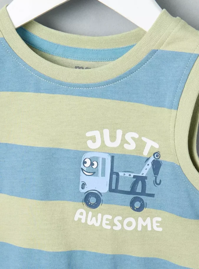 Striped Sleeveless Cotton T-shirt-3