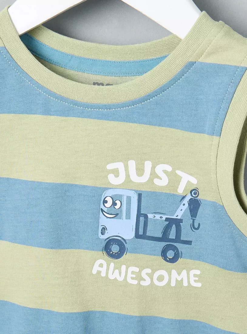 Striped Sleeveless Cotton T-shirt-3