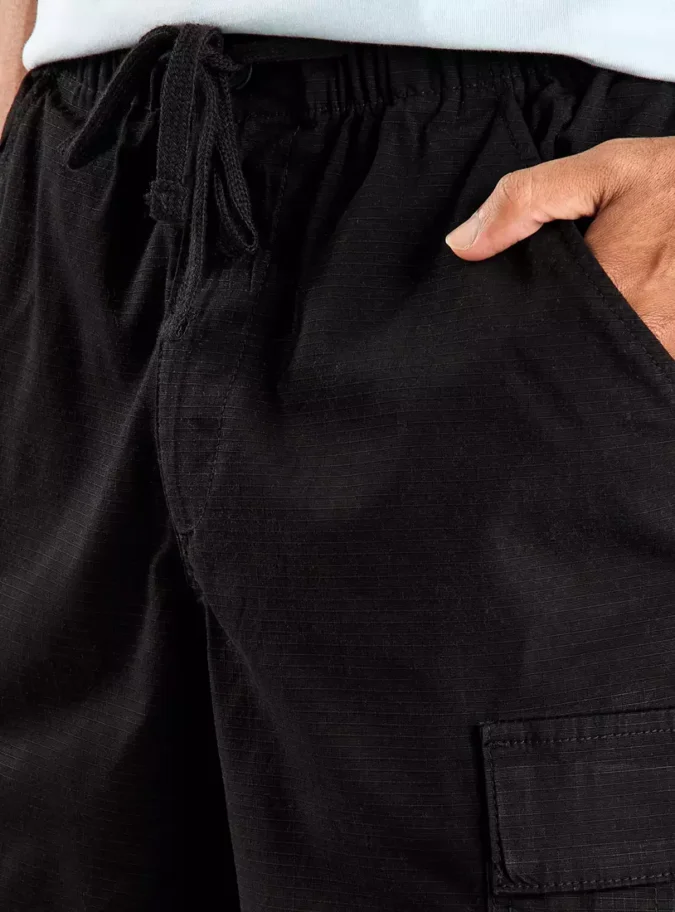 Textured Cargo Shorts-3