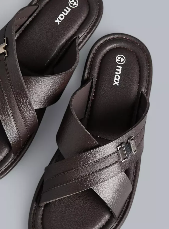 Textured Cross Strap Sandals-2