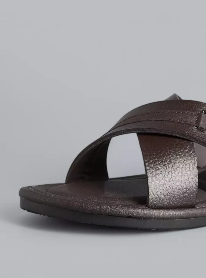Textured Cross Strap Sandals-3