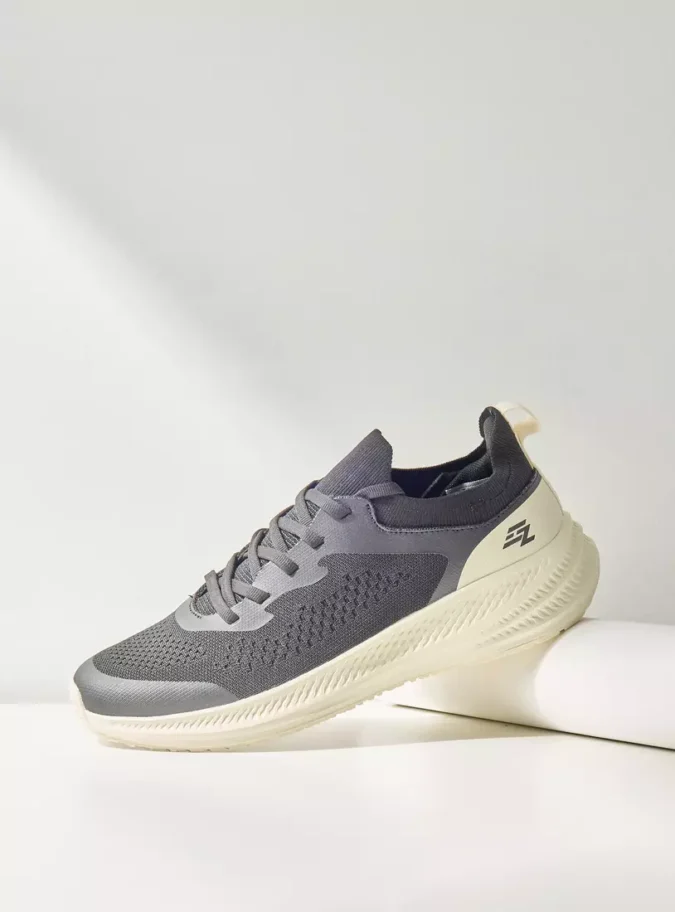 Textured Lace-Up Sports Shoes-1