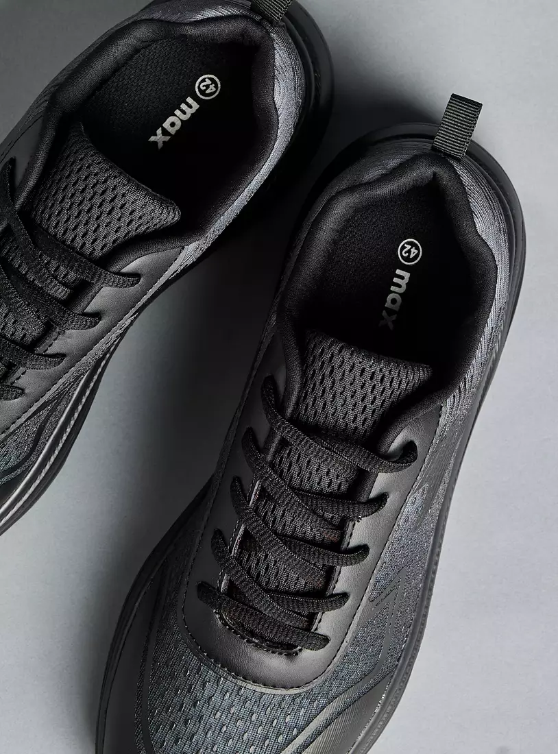 Textured Lace-Up Sports Shoes-2