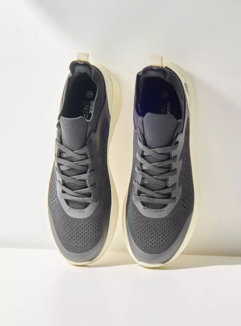 Textured Lace-Up Sports Shoes-2