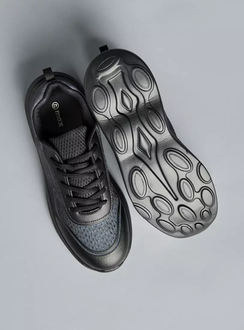 Textured Lace-Up Sports Shoes-4