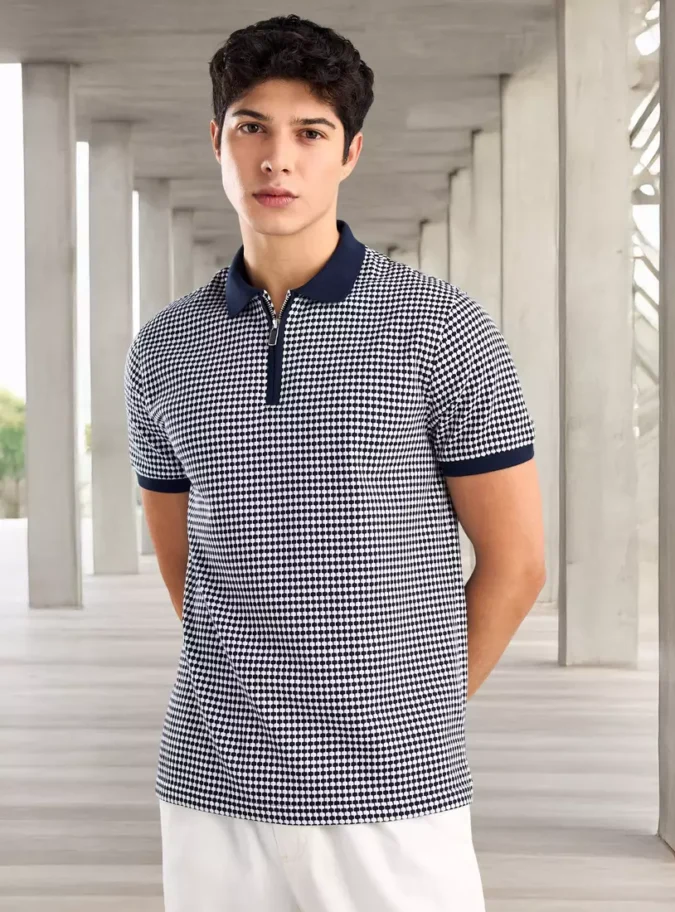 Textured Polo T-shirt-1