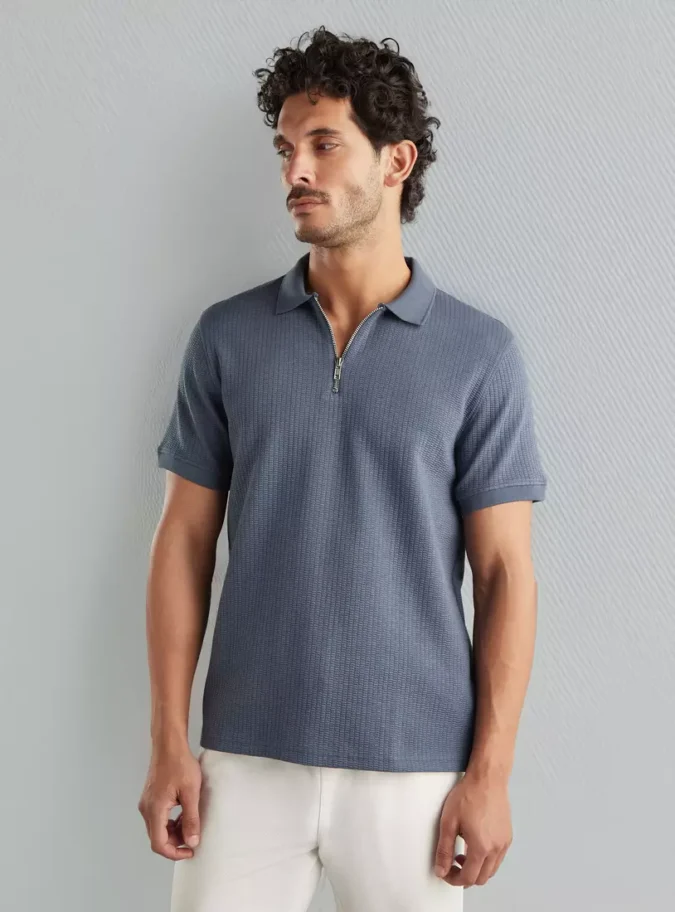 Textured Polo T-shirt-1
