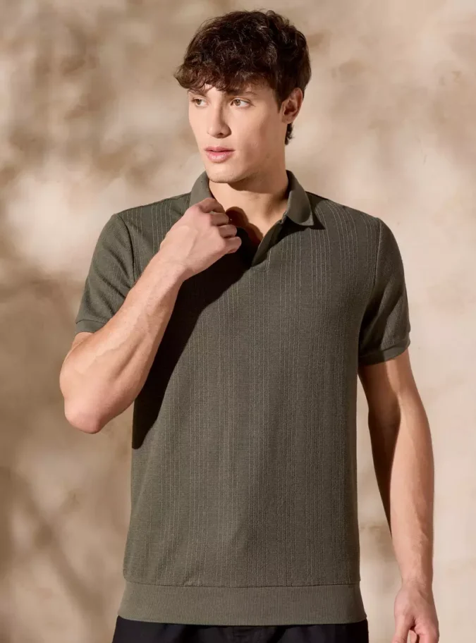 Textured Polo T-shirt-1