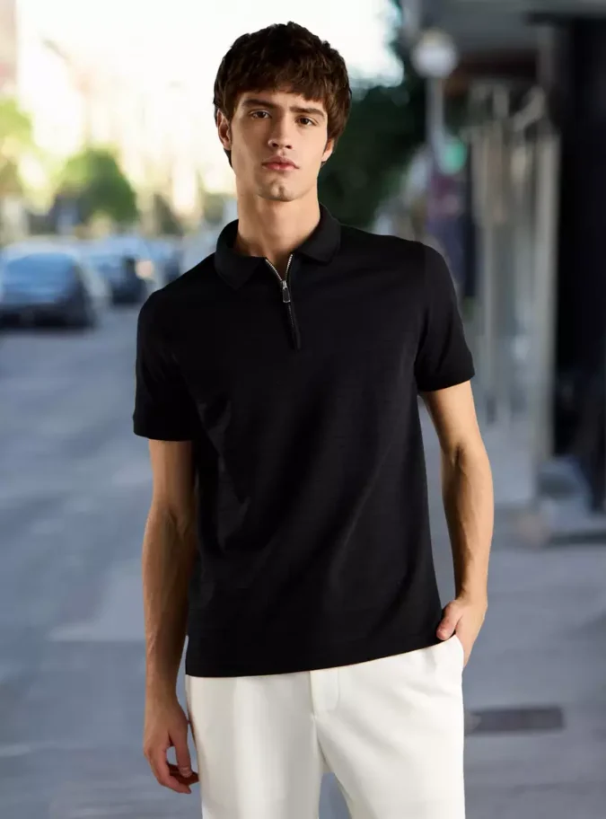 Textured Polo T-shirt-1