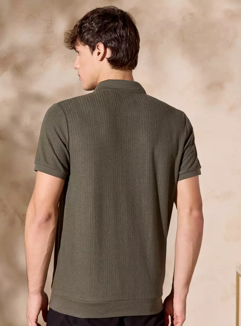 Textured Polo T-shirt-2