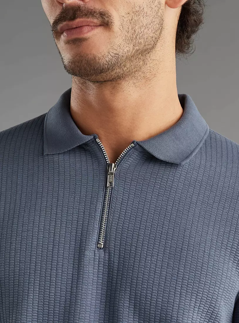 Textured Polo T-shirt-3