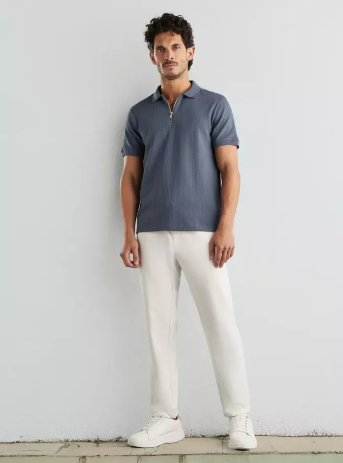 Textured Polo T-shirt-4
