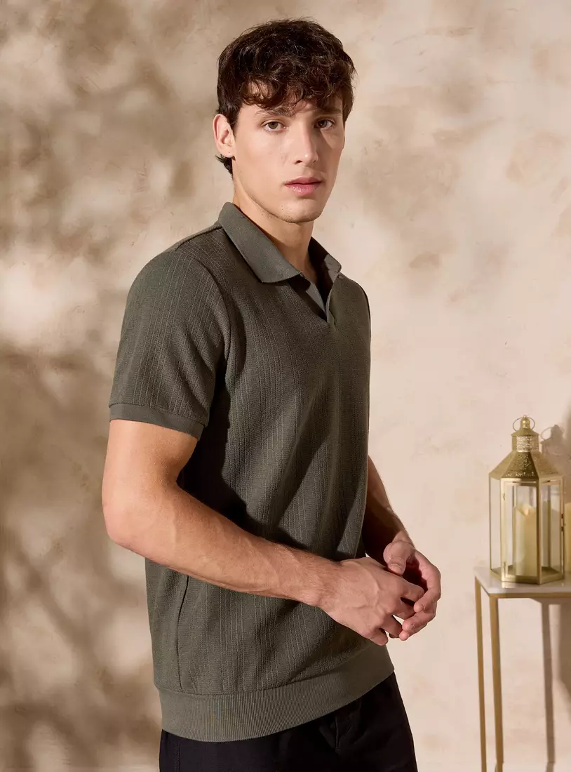 Textured Polo T-shirt-4