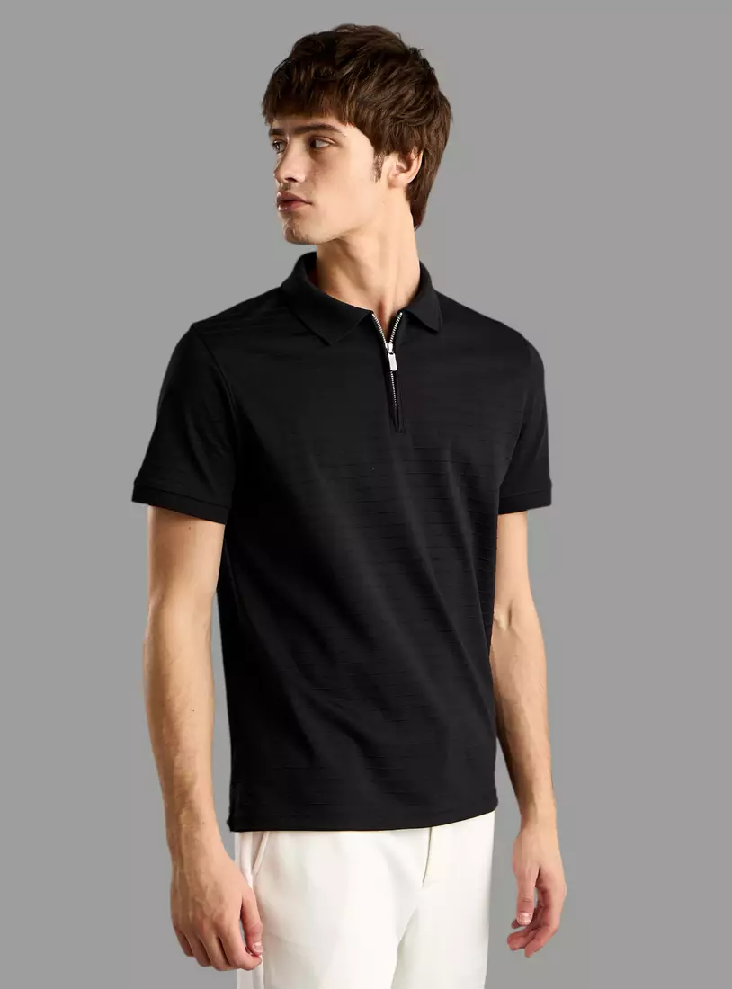 Textured Polo T-shirt-4