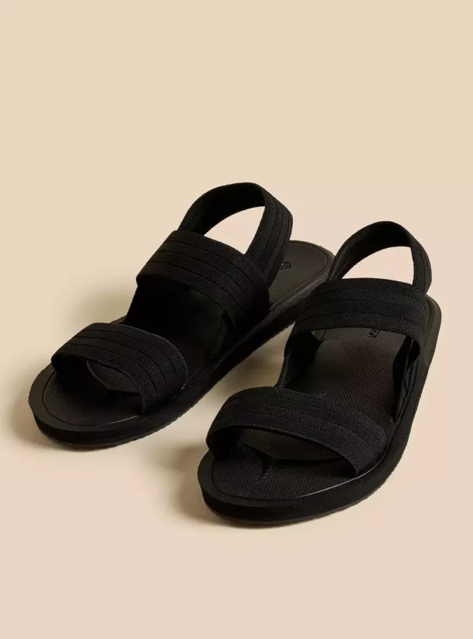 Textured Sandals with Slingback Closure-1