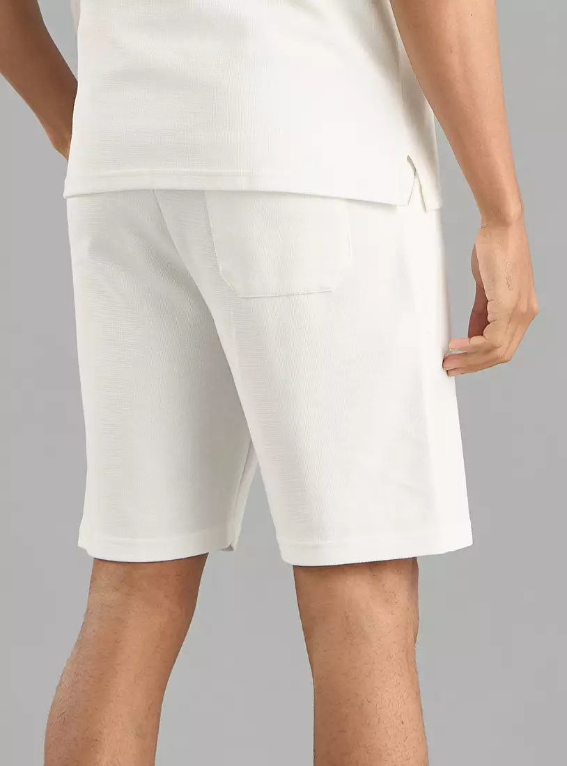 Textured Shorts with Drawstring Closure-2