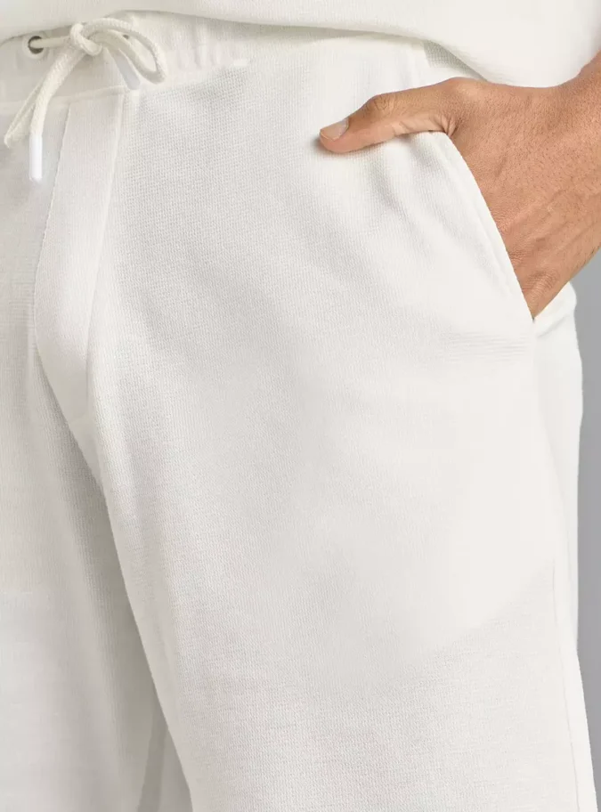 Textured Shorts with Drawstring Closure-3