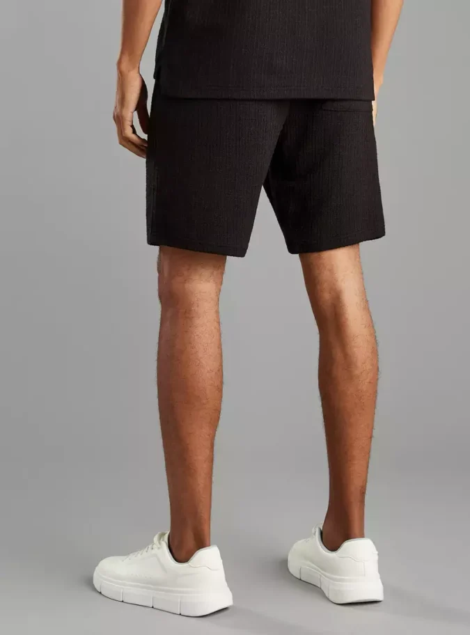 Textured Shorts with Drawstring Closure and Pockets-2