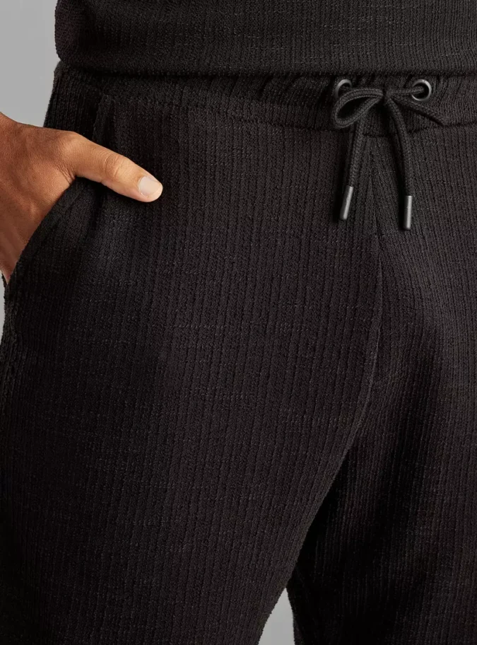 Textured Shorts with Drawstring Closure and Pockets-3