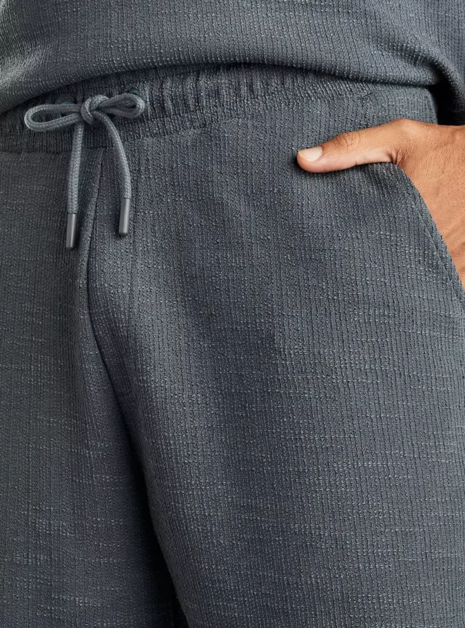 Textured Shorts with Drawstring Closure and Pockets-3