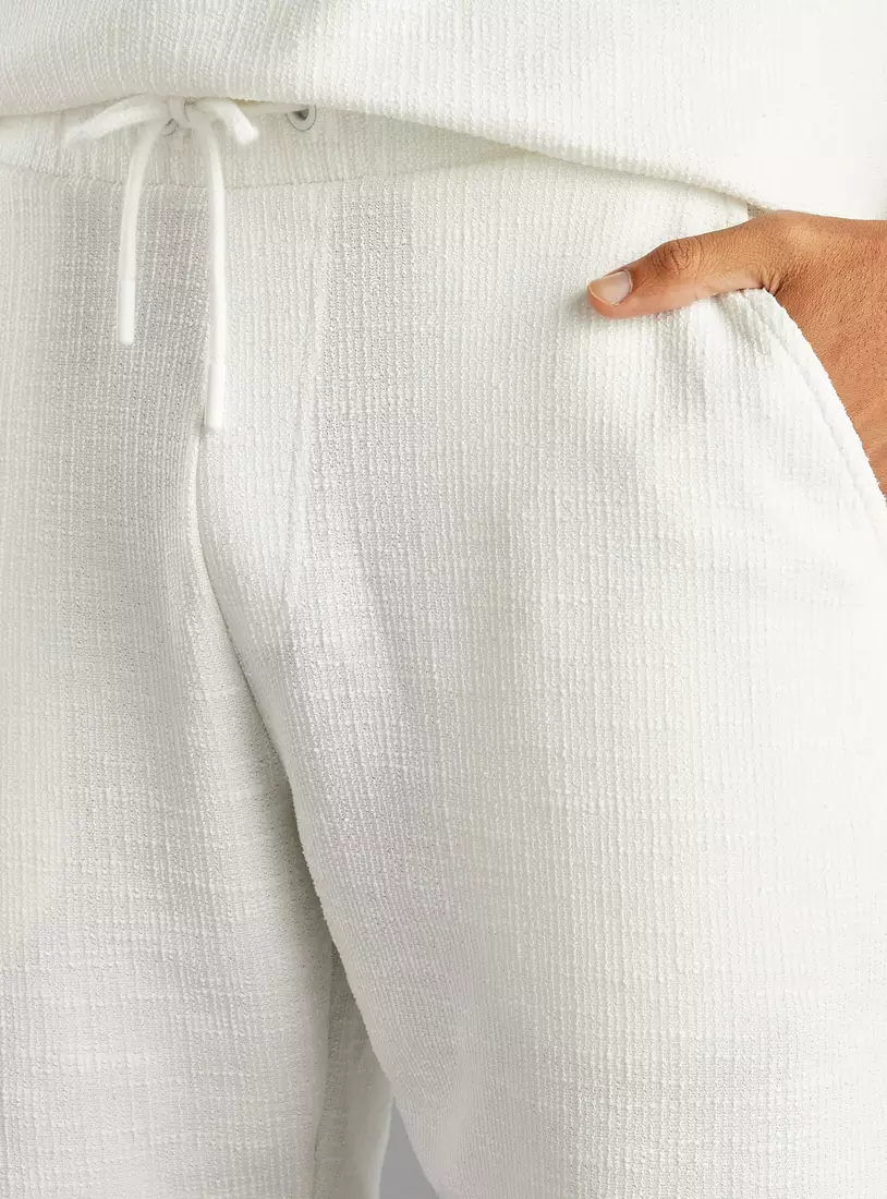 Textured Shorts with Drawstring Closure and Pockets-3