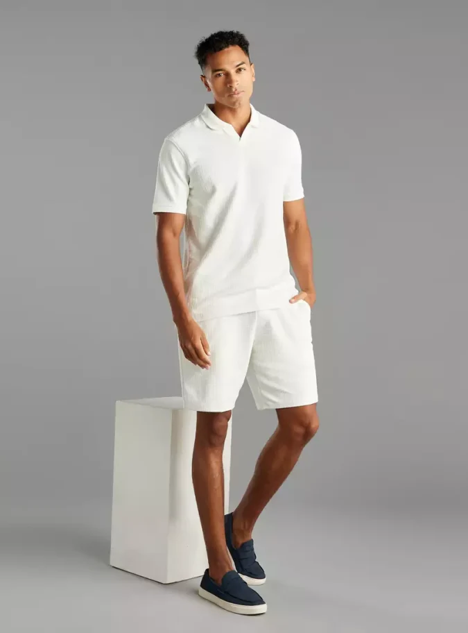 Textured Shorts with Drawstring Closure and Pockets-4