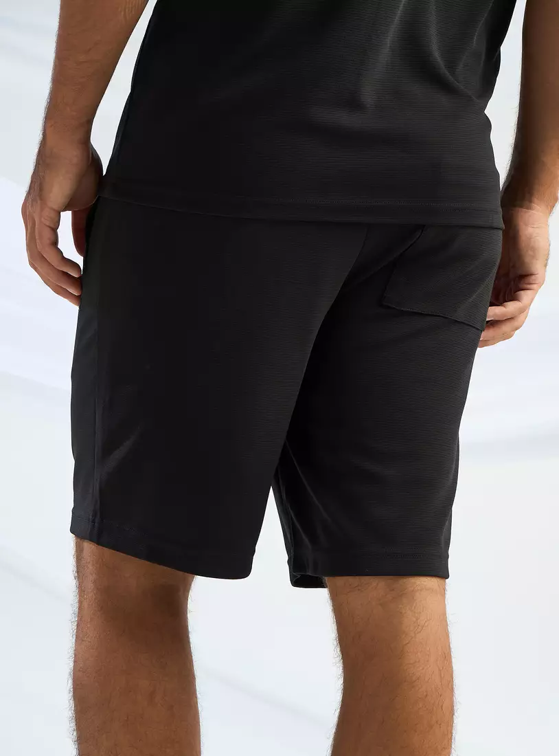 Textured Shorts with Elasticated Waistband-2