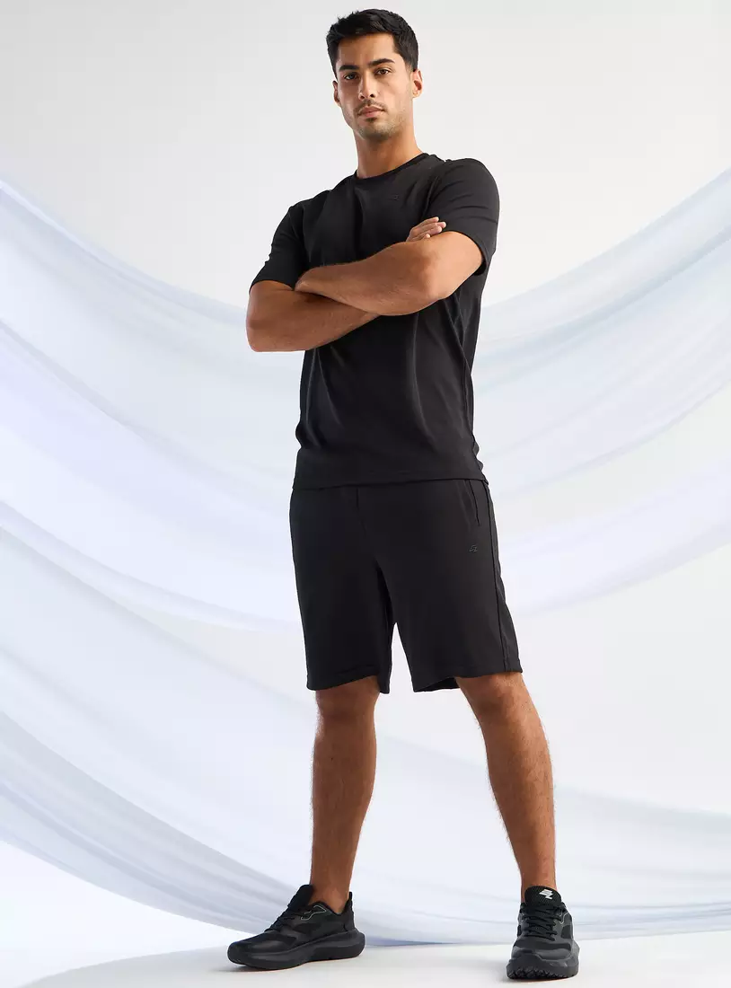 Textured Shorts with Elasticated Waistband-4