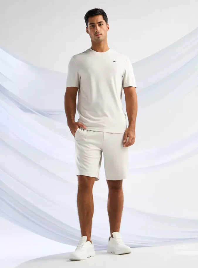 Textured Shorts with Elasticated Waistband-4