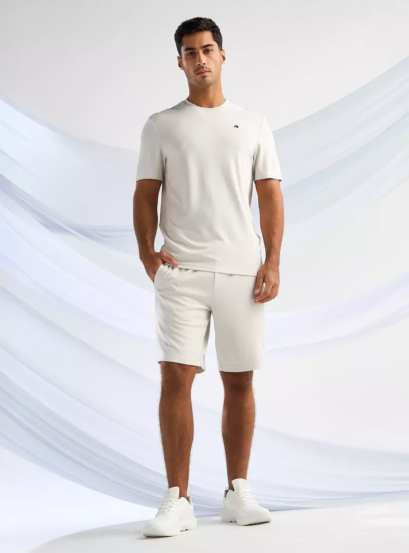 Textured Shorts with Elasticated Waistband-4