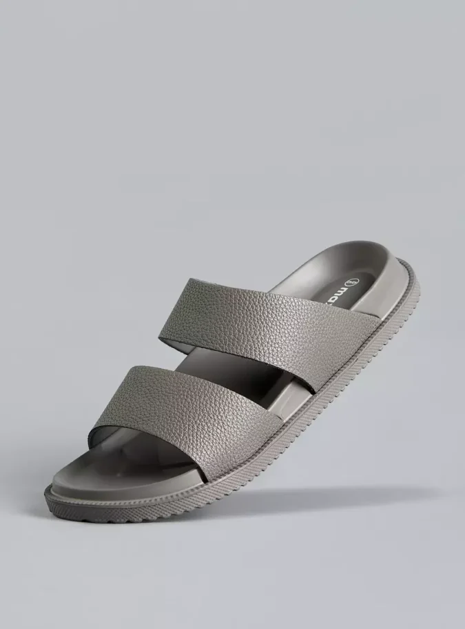 Textured Slip-On Double Strap Sandals-1