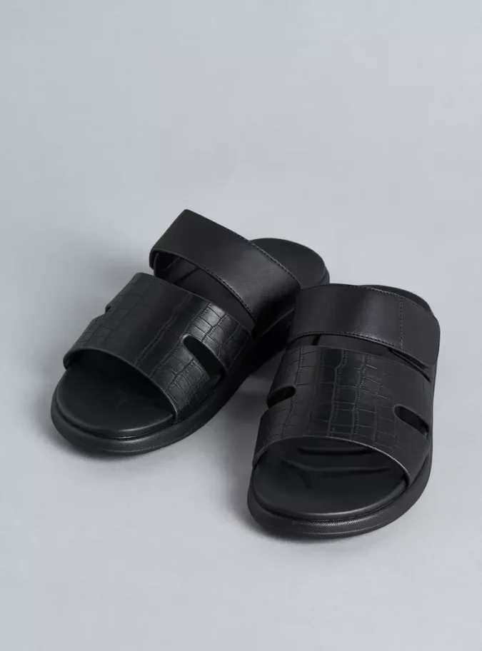 Textured Slip-On Sandals-1