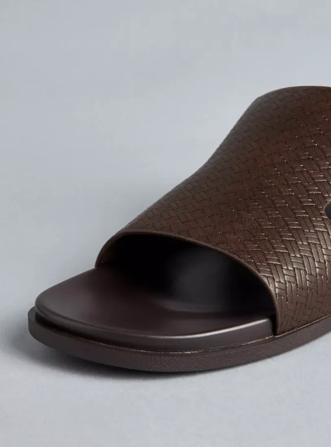 Textured Slip-On Sandals -3